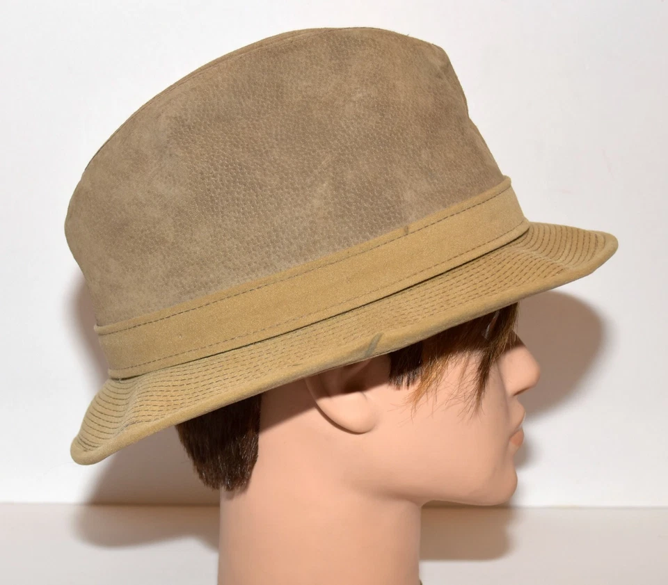 Sombrero Fedora Para Hombre De Colección Dobbs Beige Gamuza con Hebilla Lateral en Banda Talla 7 1/2 Foto 3 de 4
