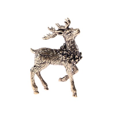 2PCS Pure Copper Deer Sculpture Ornaments Solid Brass Deer Miniature Figurines
