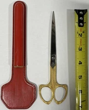 Antique Rare German Solingen Scissors Circa 1910 in Leather Case.