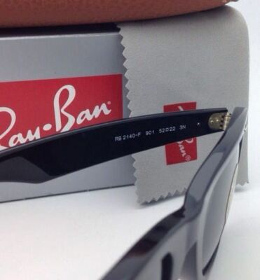 New RAY-BAN WAYFARER Sunglasses RB 2140-F 901 52-22 Black Frame w