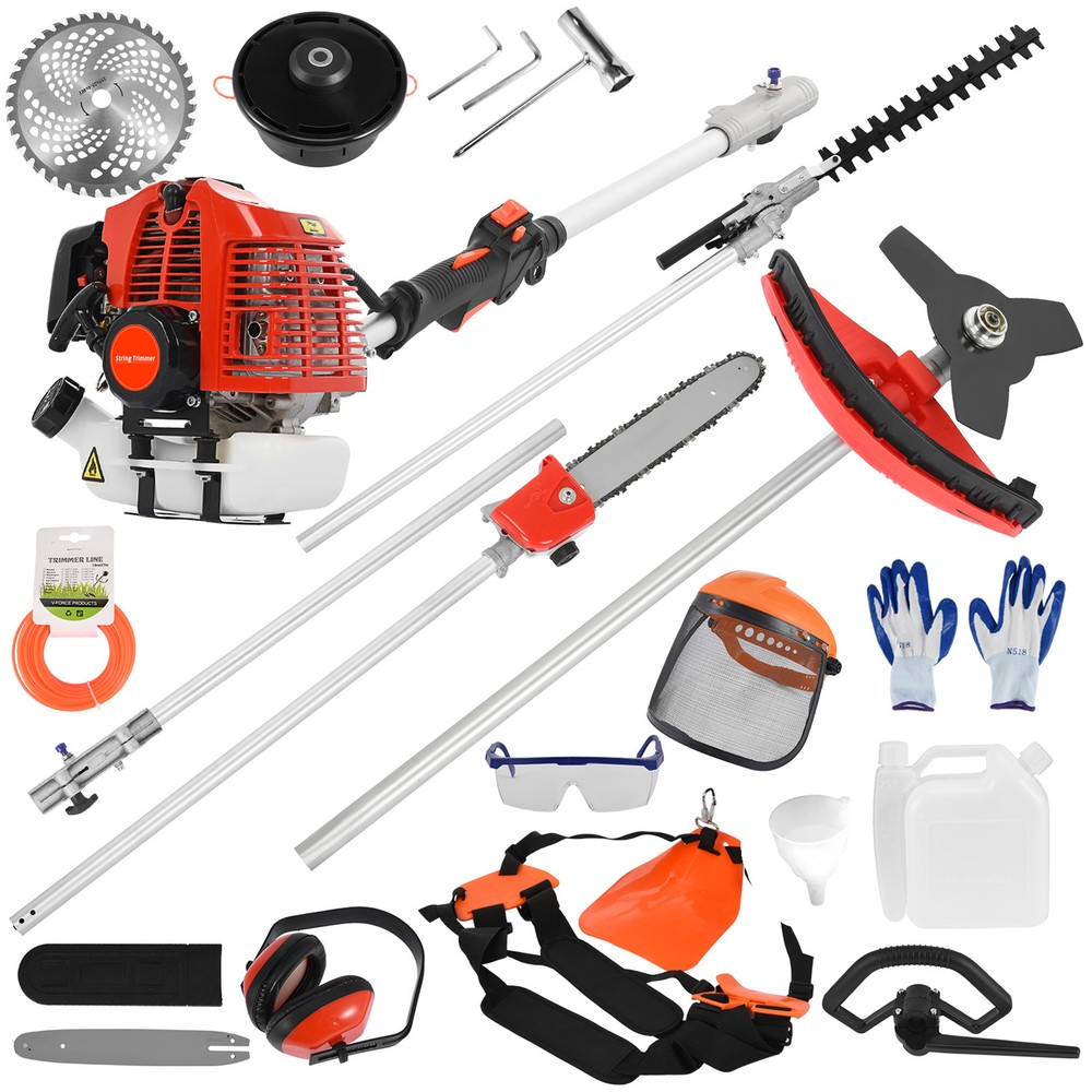 52cc 5-in-1 Multi Tool Kit with Hedge Trimmer Chainsaw Brush Cutter Pole Saw