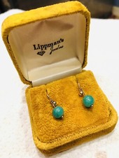 1940s Antique 14K Solid Yellow Gold Green Jade Ball Screwback Earrings