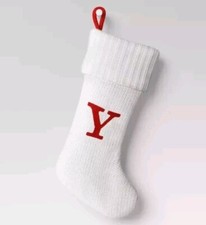 20" Large Wondershop Letter Y Cable Knit Stocking, Monogram Initial White