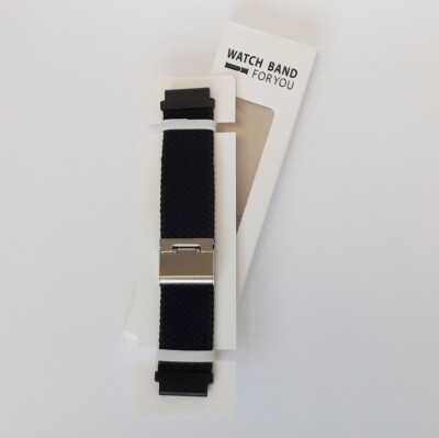 Watch Band for you Braided Nylon Loop Uhrband geflochten 20 mm, schwarz, Blister