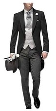 Black Men's Suit Peak Lapel Tuxedos Wedding Groomsman Party Prom Tailcoat Custom
