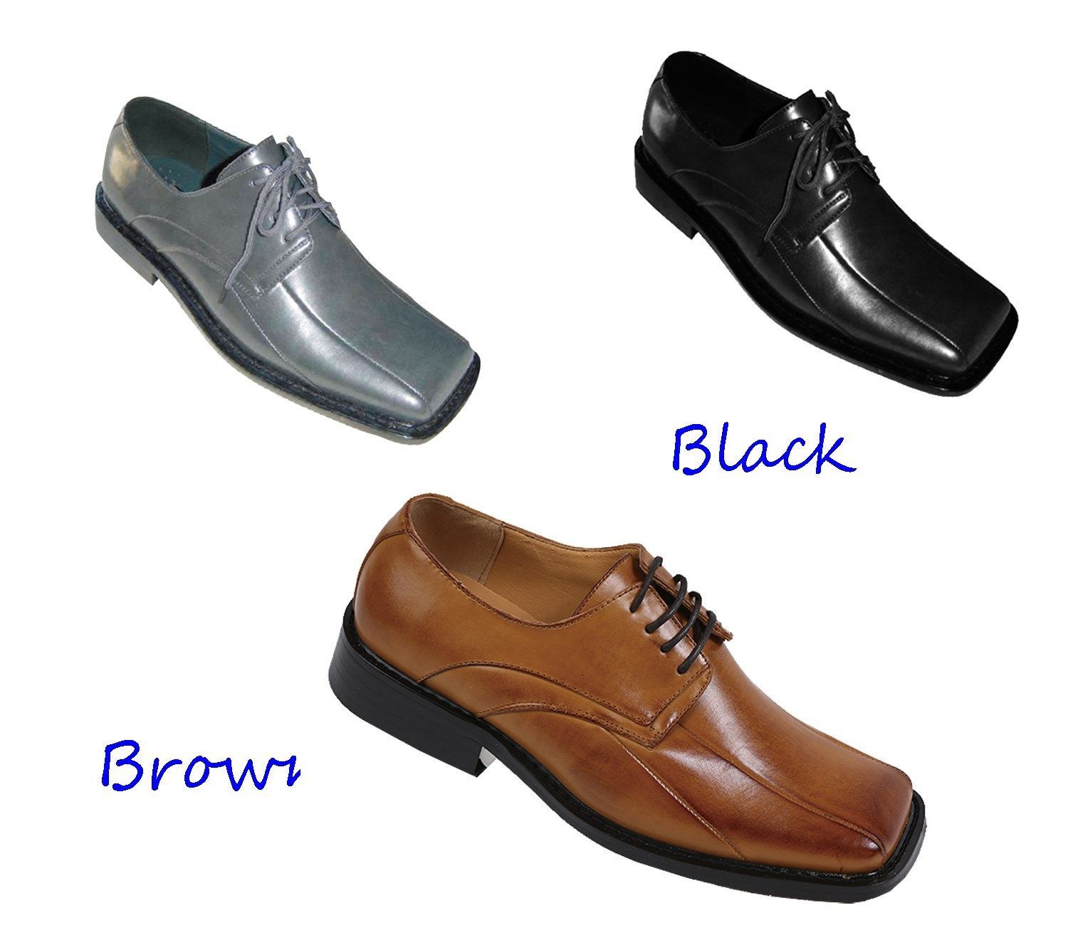 Leather Dress Shoes Black w/ Square Toe 