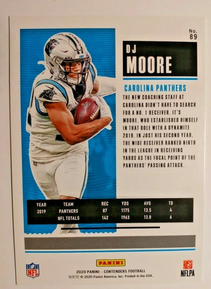 2020 CONTENDERS PLAYOFF TICKET DJ MOORE 146/199 - Image 2 of 2