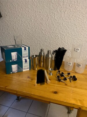 Mix Set Bar Cocktail Shaker Glasses Pourer New Ice Crusher Bifinett