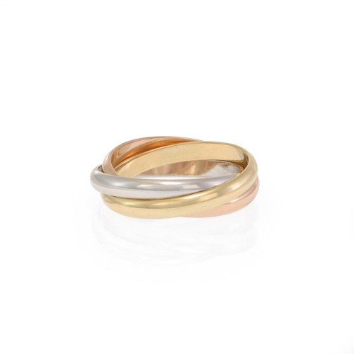 Cartier Trinity 18k Tricolor Gold 4mm Rolling Band Ring Size 69-US 12.5