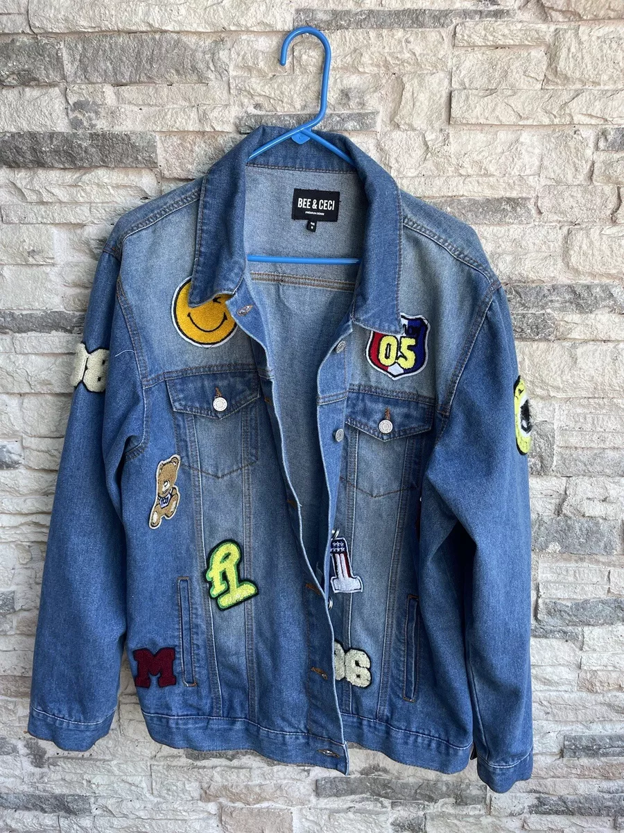 Blue jean hotsell jacket with patches