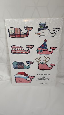 Vineyard Vines Happy Holiday Sticker Set NWT 7 Stickers Whale Christmas Pink