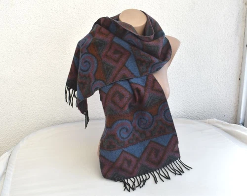 Royal Soft 55" x 11" France Purple Blue Scarf Polyester Fringed Men's Unisex