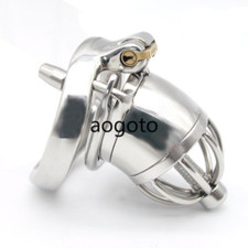 Stainless Steel Male Chastity Device Short Cage Men Metal Locking Belt