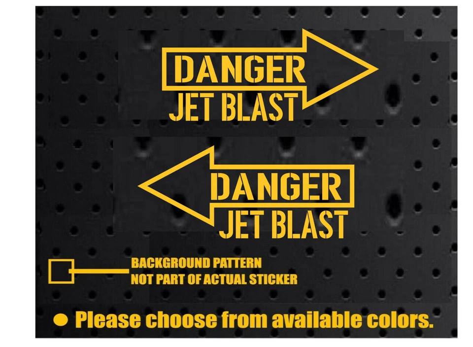 ORACAL DANGER JET BLAST (2X) Vinyl Window Decal 1 LEFT & 1 RIGHT ARROW