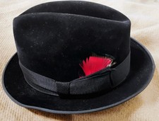 STETSON The Gun Club Royal Deluxe Black Fedora Feather Decor Men s 7 1/8