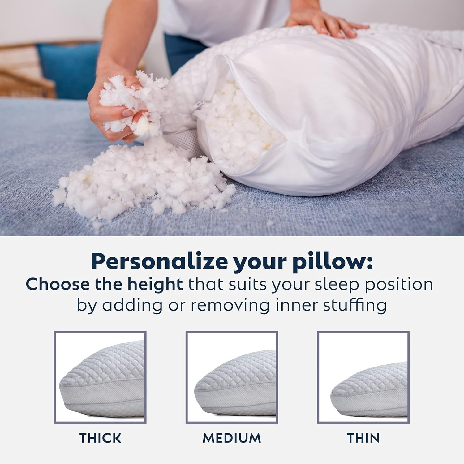 PureComfort Curved Pillow Adjustable Side Sleeper Memory Foam Cervical Neck NEW