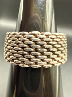 Anello da uomo Tiffany & Co in argento sterling .925 maglia somerset misura 10 5