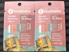 Tooktake Dosage Reminder Labels up to 10 day 4 Labels Each Pack Lot of 2 NEW