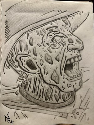 Original Freddy Krueger Sketch Art 9x12 Hand Drawn Pencil Horror Illustration
