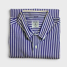 Vintage Brooks Brothers Button Down Shirt Extra Large Blue Pinstripe Hong Kong