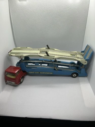 Vintage Corgi Juniors Car Transporter Blue Red Metal Collectible Toy