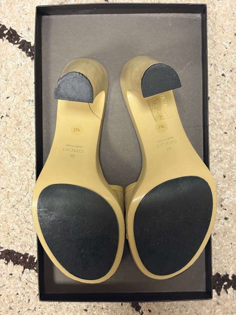 GUCCI Mules Sandals Heel GG Canvas Yellow Green EU35/US5 116127c thumbnail 3