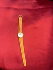 Vtg Timex Moon Phase Watch Women Gold Tone 25mm Leather Band.