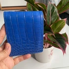 Blue/Yellow Bifold Leather Wallet Men's Large Capacity RFID Block Extra Slot