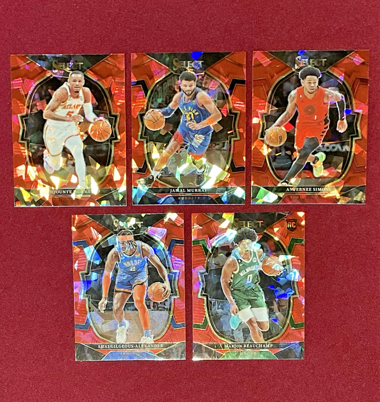 2022-23 Panini Select - Concourse Level - Red Cracked Ice Prizm - 5 CARD LOT