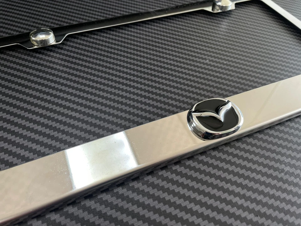 1x (plateado/negro) Mazda 3D emblema ACERO INOXIDABLE marco de matrícula LIBRE DE ÓXIDO Foto 2 de 2