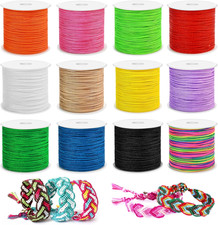 12 Rolls Nylon String for Bracelets, Gimp String for Jewelry Making, Braided