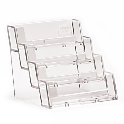 4-Pocket Clear Acrylic ''deflect-o'' Style Counter-Top Business Card Holder