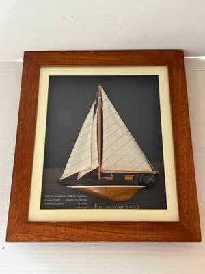Framed 3D Wooden Sailing Yacht Artwork   Endeavour 1934- 15 x 17''