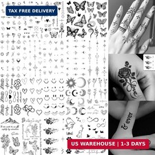 20 Sheets Tiny Infinity Rose Butterfly Temporary Tattoos Women Waterproof