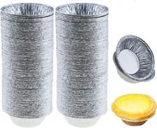 200 Pieces 2.6 Inch Round Pie Tart Small Tin Foil Pans Disposable Aluminum Mi...