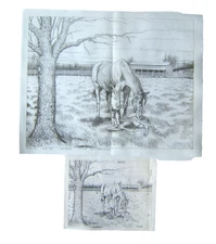 Artex #2166 Mare and Colt Picture to Paint 16" x 20" Tri-Chem Vintage