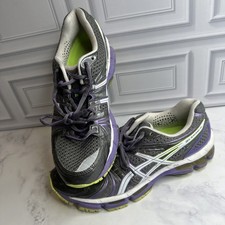 Asics Gel Kayano 18 Running Shoes Womens Purple Lime Black & Silver T2C9N Sz 9