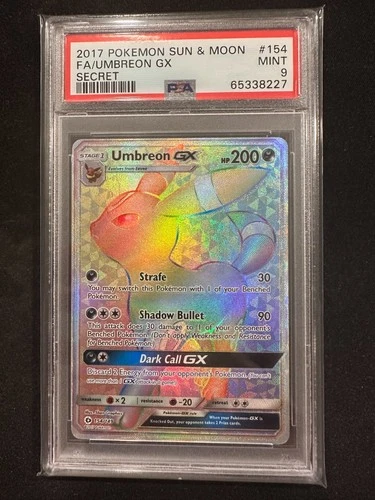 2017 POKEMON SUN & MOON FA/UMBREON GX SECRET #154 PSA 9