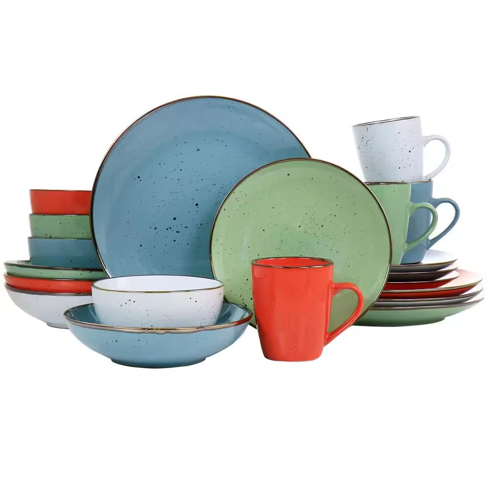 Evelyn 20 Piece round Stoneware Dinnerware Set in Assorted Colors