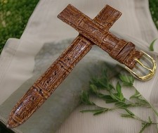 15 mm BRAUN WATCH STRAP Crocodile or... Alligator embossing LEATHER 1551
