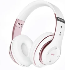 Bluetooth Headphones Over Ear, 6S Foldable Wireless with Rose Gold 