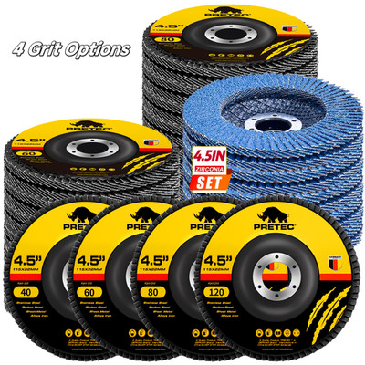 4-1/2'' Zirconia Flap Discs 40/60/80/120 Grit Grinding Wheels for Angle Grinder