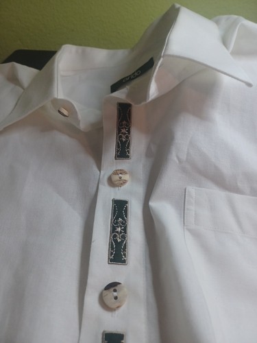 Arido Vintage Austrian German Traditional Shirt Blouse White With Designs Sz 45