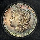 1899 O Morgan Silver Dollar Colorful Toner AU/UNC
