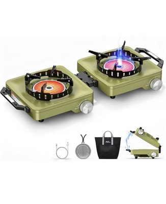 MoKo Propane Camping Stove 2 Burner, 36,000 BTU Infrared & Open Flame Hybrid