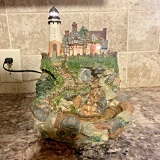 Waterfall Lighthouse Fountain Lighted Collectible Rare 12” w/ Sound - See Video