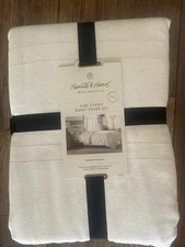 3pc King Fine Stripe Duvet & Sham Set Taupe/ Cream.