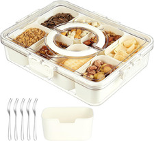 Snackbox mit 8 Fächern für Obst Nüsse und Snacks, tragbar, transparent