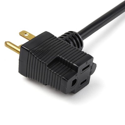 StarTech.com 3ft (1m) Piggyback Power Extension Cord - NEMA 5-15P 3 ft, Black