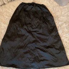 Vintage Ladies Adonna Black Nylon Half Slip, Lace Trim, Xl